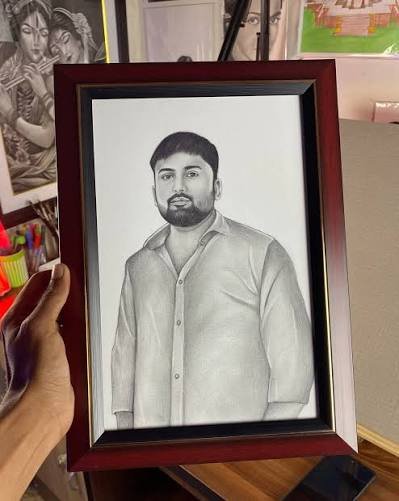 Floating completed portrait